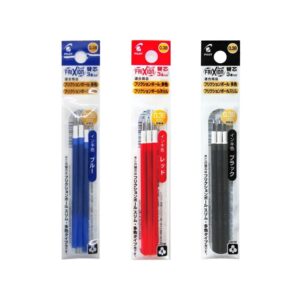 Pilot FriXion Ball Refills in blue, red, and black. Premium import available at Curat Cart for smooth writing experience.