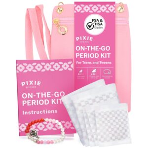 Discover the premium imported Pixie First Period Kit for girls, featuring essentials in a stylish pouch. Available at Curat Cart.