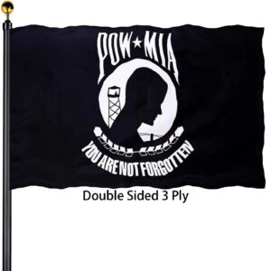 Premium imported POW MIA flag, double sided, features 'You Are Not Forgotten'. Available at Curat Cart.