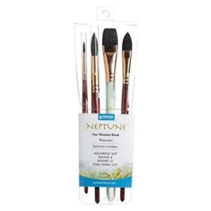 100% Genuine Princeton Artist Brush Neptune Series set, featuring various sizes for versatile watercolor painting.