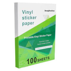 Premium imported Printable Vinyl Sticker Paper from Curat Cart, 100 sheets, durable and water-resistant for all printer types.