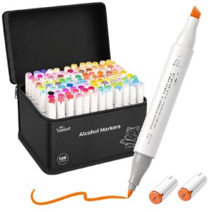 Explore premium imported Professional Alcohol Markers, featuring 108 vibrant colors in a sleek case at Curat Cart.