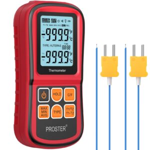 Authentic Proster Digital Thermocouple Temperature Thermometer with dual probes for precise temperature readings.
