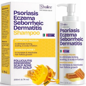 Experience relief with premium imported Psoriasis Shampoo featuring a scalp scrubber, clinically proven for itchy irritation. Available at Curat Cart.