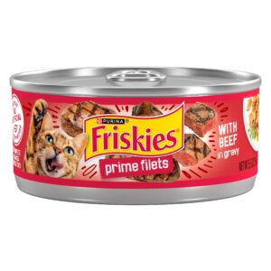 Discover Purina Friskies Prime Filets Cat Food, a premium imported delight with beef in gravy, available at Curat Cart.
