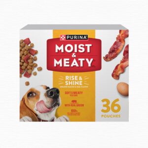 Purina Moist & Meaty Dog Food offers a premium imported experience with real bacon and egg flavor, available at Curat Cart.