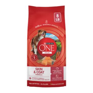 Purina ONE Skin & Coat Dog Food, a premium import for healthy skin and coat, available at Curat Cart. Nourish your pet today.
