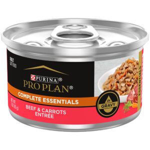 Purina Pro Plan High Protein Wet Cat Food, premium imported beef and carrots entrée in gravy, available at Curat Cart.