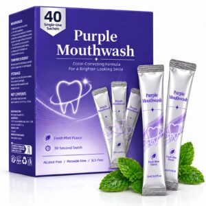 Discover premium imported Purple Mouthwash Whitening Sachets at Curat Cart for a fresh mint flavor and brighter-looking smile.