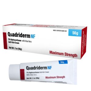 Quadriderm Anti-Itch Cream, a premium import with 1% hydrocortisone and aloe vera, available at Curat Cart for maximum relief.