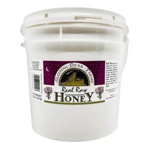 Authentic 1 gallon bucket of real raw honey, pure and unprocessed for natural sweetness.