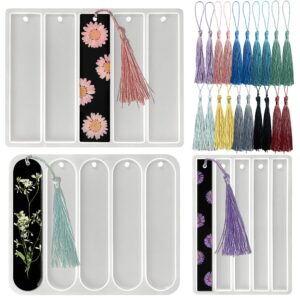 Premium imported Resinworld Bookmarks Silicone Mold set featuring floral designs and colorful tassels, available at Curat Cart.