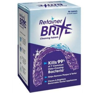 Retainer Brite Tablets: 100% genuine cleaning solution that eliminates 99% of odor-causing bacteria for dental appliances.