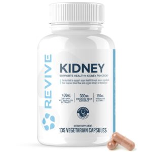 Revive MD Kidney Support Supplement, a premium imported dietary aid with organic beet extract for optimal kidney health. Available at Curat Cart.