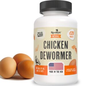 Premium imported Roosty's Chicken De-wormer Capsules, 120 count, made in the USA for all ages, available at Curat Cart.
