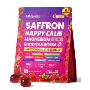 Discover premium imported Saffron Gummies Happy Calm from Curat Cart, offering stress relief with saffron and magnesium. Sugar-free delight.