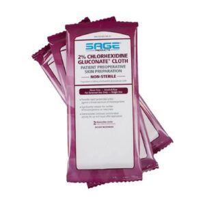 Premium imported Sage Chlorhexidine Gluconate Cloths for effective skin preparation. Available at Curat Cart.