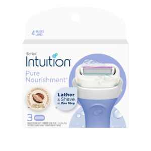 100% Genuine Schick Intuition Nourishment Razor Refills with natural ingredients for effortless lather and shave.