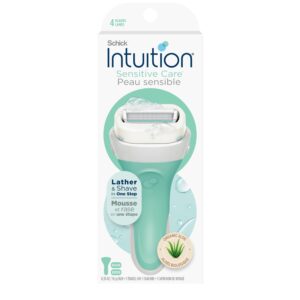Discover the authentic Schick Intuition razor for women. Enjoy lather and shave in one step with genuine quality.
