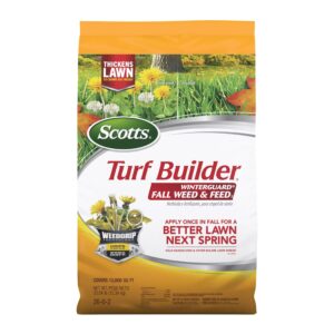100% Genuine Scotts Turf Builder WinterGuard Fall Weed & Feed for a thicker lawn, covers 12,000 sq ft. Apply this fall!