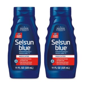 Selsun Blue Anti-dandruff Shampoo, a premium import known for soothing scalp and reducing flakes. Available at Curat Cart.
