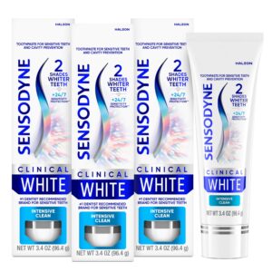 Sensodyne Clinical White Toothpaste, premium import for sensitive teeth, ensures 24/7 protection. Available at Curat Cart.