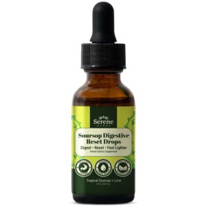 Premium imported Serene Herbs Soursop Digestive Reset drops for enhanced digestion, available at Curat Cart. Feel lighter today.