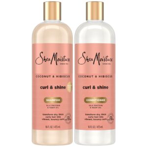 100% Genuine SheaMoisture Curl & Shine Shampoo and Conditioner for vibrant, bouncy curls. Authentic care for thick, curly hair.