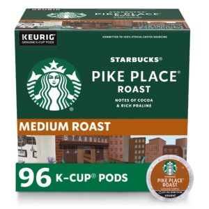 Authentic Starbucks Pike Place Roast coffee pods, 96 count, featuring rich cocoa and praline notes. 100% Genuine product.