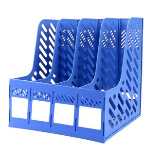 100% Genuine sturdy blue magazine file holder designed for organizing books and documents on your desk.
