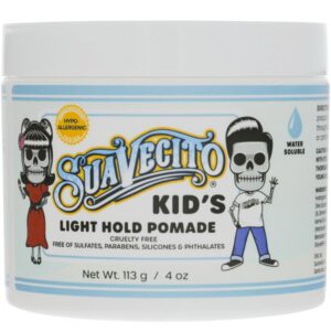 Suavecito Kids Pomade in calming chamomile offers premium imported quality. Available at Curat Cart for gentle styling. Perfect for kids.