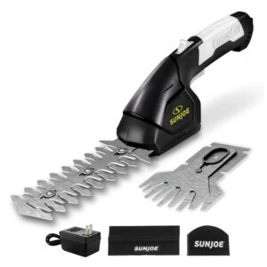 Discover the Sun Joe Cordless Grass Shears, a 100% genuine tool with sharp blades and essential accessories for effortless trimming.