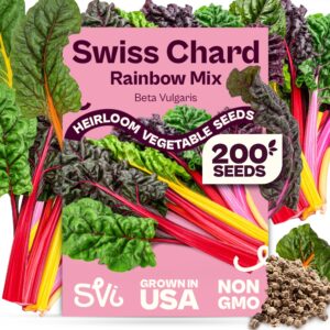 Premium imported Rainbow Mixture Swiss Chard Seeds from Curat Cart, featuring heirloom variety and non-GMO assurance. Perfect for your garden.