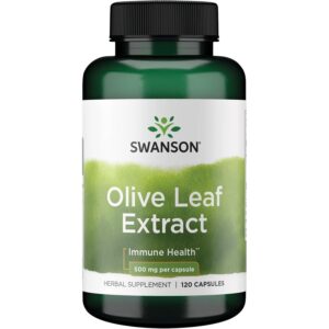 Discover 100% Genuine Swanson Olive Leaf Extract Capsules for immune health, 500 mg per capsule, 120 count.