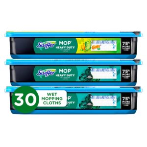 Swiffer Heavy Duty Mop Refills offer 30 wet mopping cloths for premium cleaning. A must-have from Curat Cart for a spotless home.