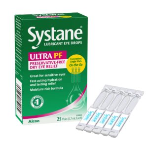 Systane Ultra Lubricant Eye Drops offer premium imported, preservative-free dry eye relief in convenient single vials. Available at Curat Cart.
