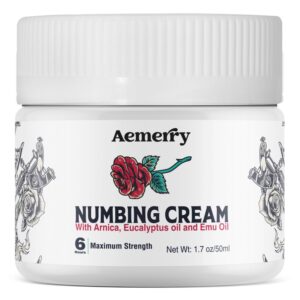 Experience premium imported Maximum Strength Tattoo Numbing Cream by Aemerry with Arnica and Emu Oil, available at Curat Cart.