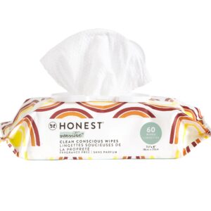 100% Genuine Honest Company Baby Wipes, fragrance-free and gentle for sensitive skin. Perfect for clean-ups and diaper changes.