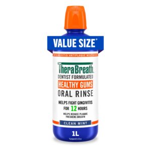 TheraBreath Healthy Gums Oral Rinse is a premium import that fights gingivitis for 12 hours, available at Curat Cart.