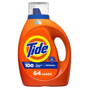 Tide Original Liquid Laundry Detergent, a premium import, effectively tackles stains for 64 loads. Available at Curat Cart.