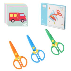 Premium imported Toddler Safety Scissors 3-Pack, featuring vibrant colors and a fun design, available at Curat Cart.