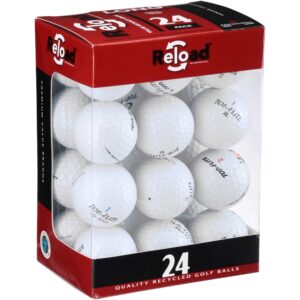 Discover Top Flight Reload Recycled Golf Balls, a premium import offering 24 quality balls, available at Curat Cart.