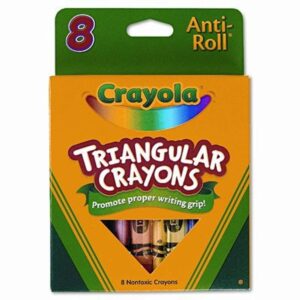 Authentic Crayola Triangular Crayons Set of 8, designed for a proper grip and anti-roll feature. Ideal for creative fun.