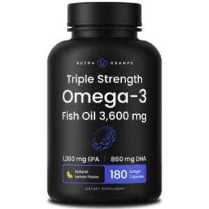 Discover the benefits of Triple Strength Omega-3 Fish Oil, a premium import with 180 softgel capsules at Curat Cart.