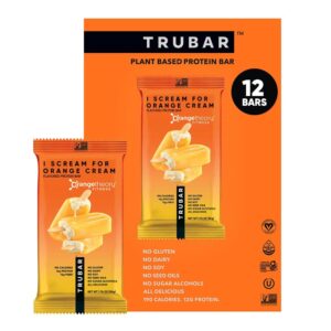 TRUBAR Vegan Protein Bar, premium import, I Scream for Orange Cream flavor, 12 bars, no gluten, no dairy, available at Curat Cart.