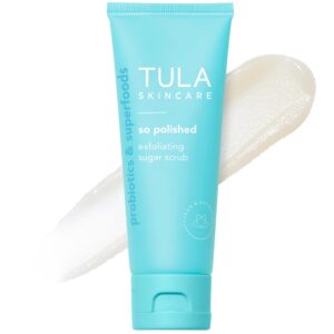 Discover TULA Skincare's premium imported exfoliating sugar scrub, enriched with probiotics for a polished glow. Available at Curat Cart.