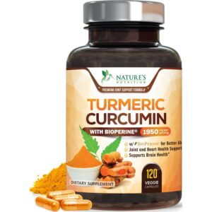 Turmeric Curcumin Supplement 1950mg - Front Packaging With Key Benefits | Genuine Imported Product