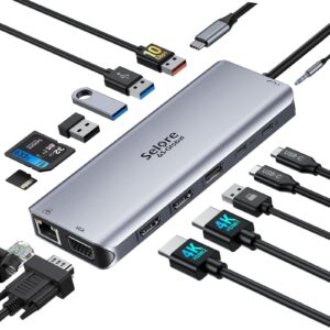 USB C Docking Station Dual Monitor - Top View With Multiple Ports | Genuine Imported Product