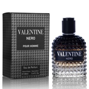 Valentine Nero Woody Aromatic Cologne in elegant packaging, a premium import available at Curat Cart, perfect for discerning tastes.