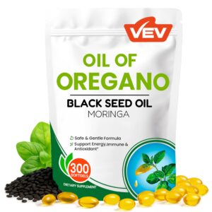 VEV Oil of Oregano Softgels - Front Packaging With Key Benefits | Authentic Curat Cart Stock